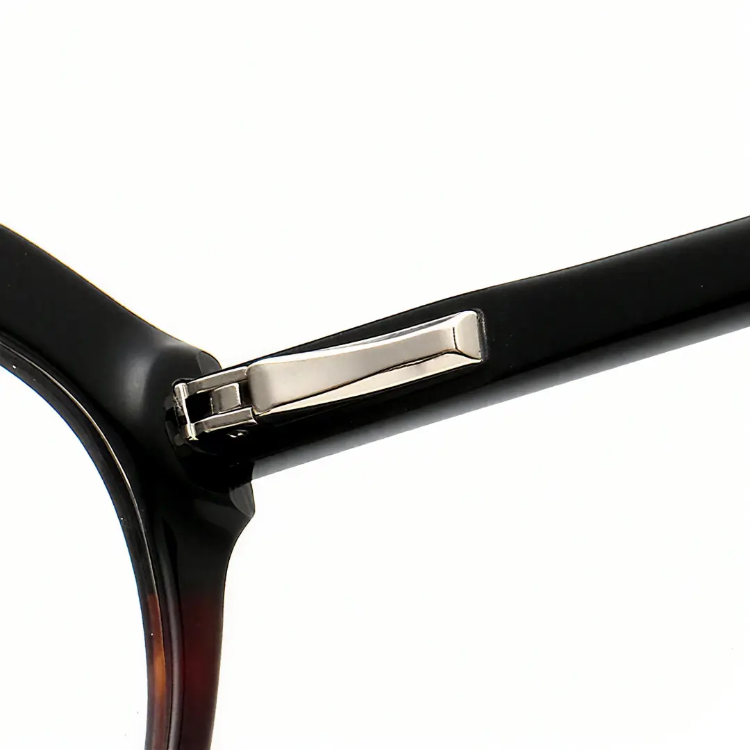 Hinge detail of Felicite fashion cat eye acetate eyeglasses CA0032302 in green