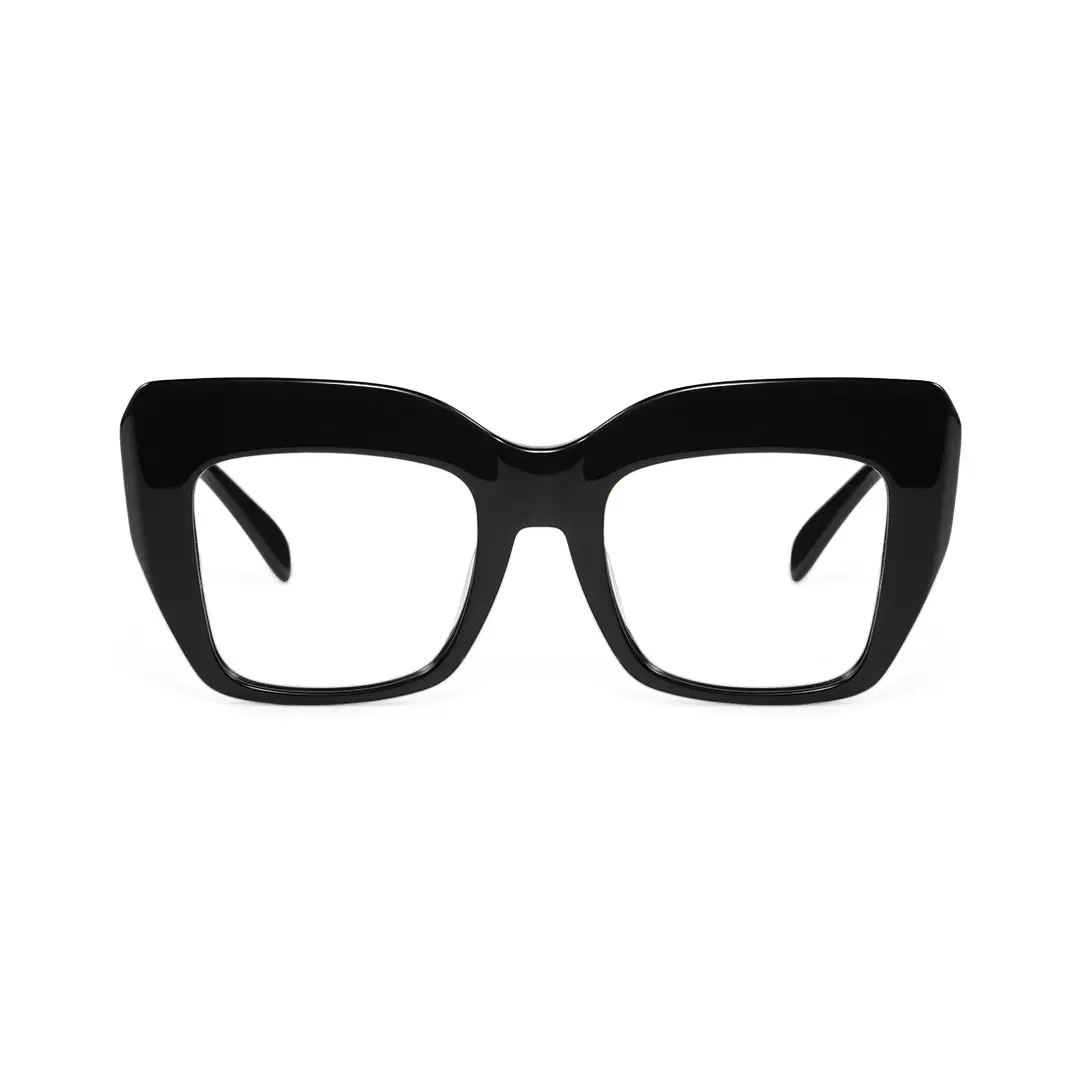 Front view of Keel cat eye acetate eyeglasses CA0032503 in black