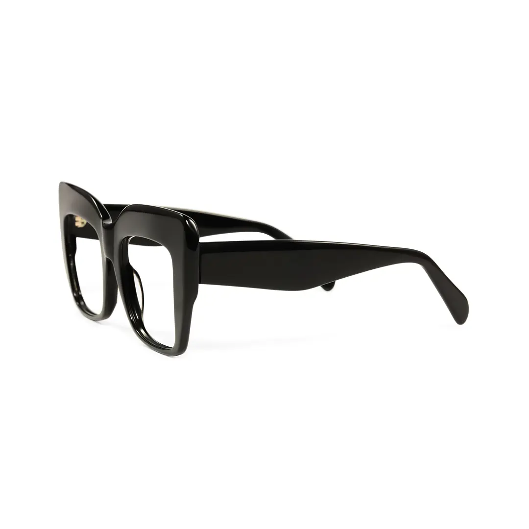 Side view of Keel cat eye acetate eyeglasses CA0032503 in black