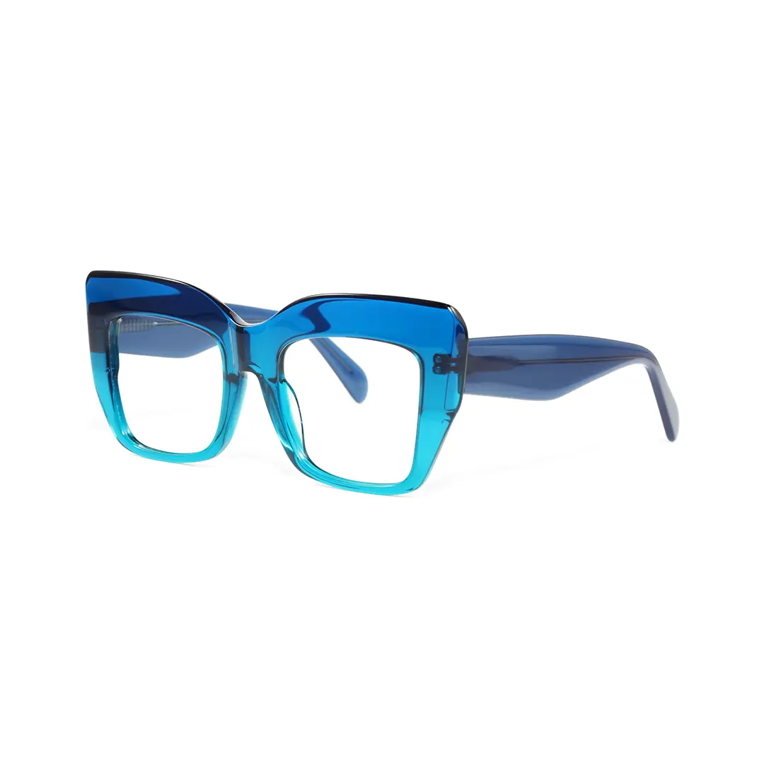 Angle view of Keel cat eye acetate eyeglasses CA0032503 in blue