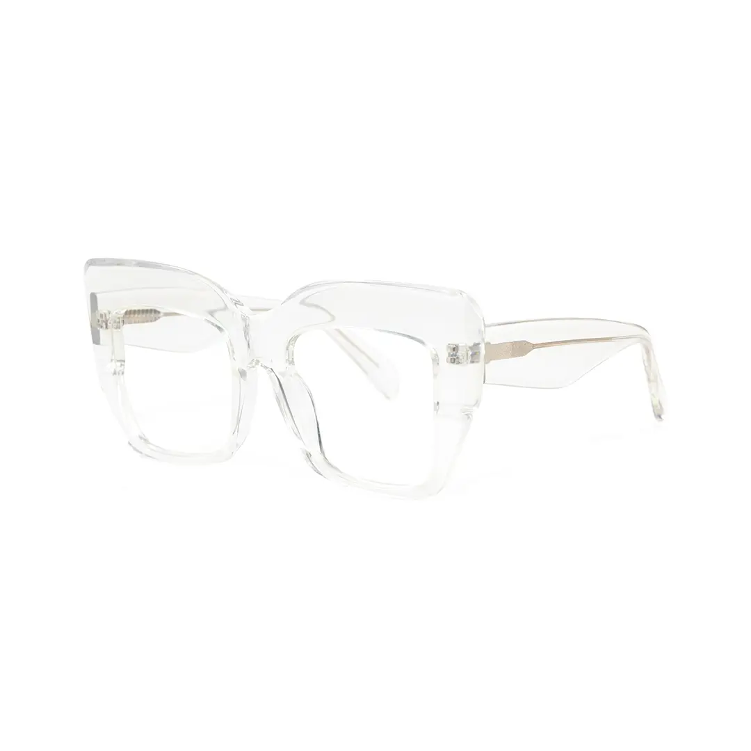Angle view of Keel cat eye acetate eyeglasses CA0032503 in clear