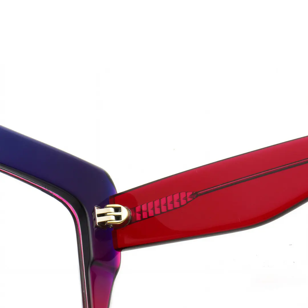 Hinge detail of Keel cat eye acetate eyeglasses CA0032503 in purple