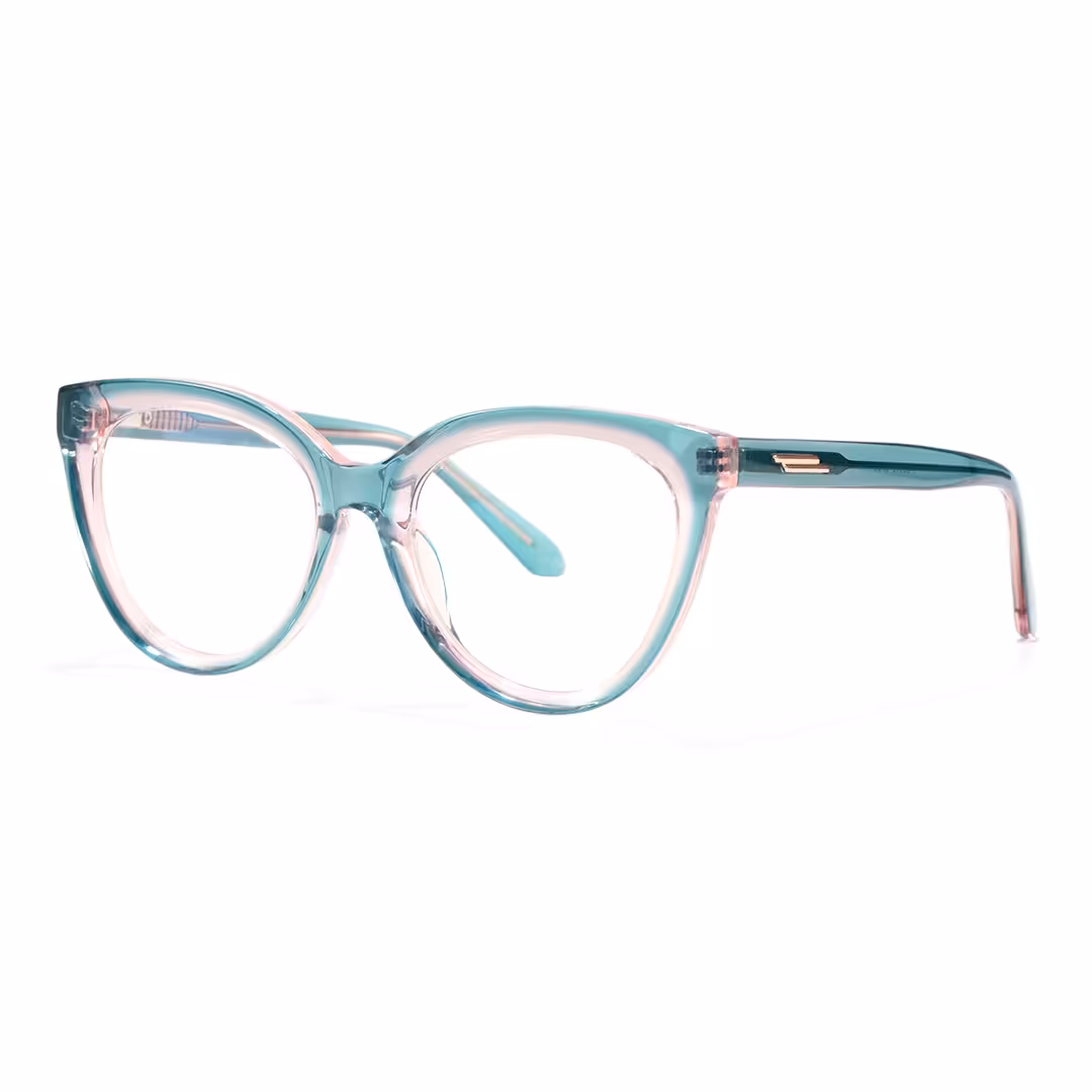 Angle view of Miea cat eye acetate eyeglasses in blue. SPU: CA0042307