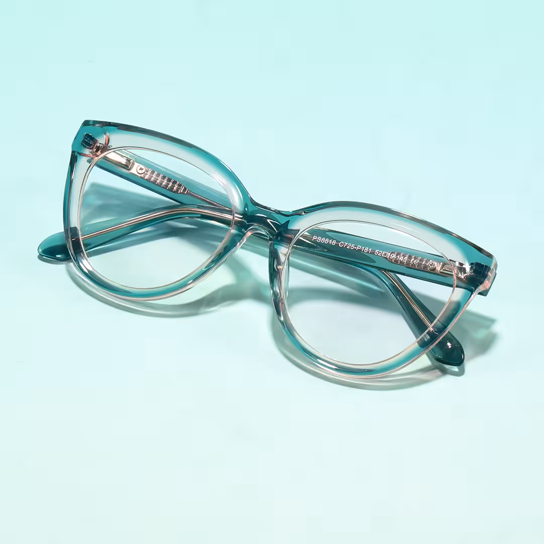 Scene view of Miea cat eye acetate eyeglasses in blue. SPU: CA0042307