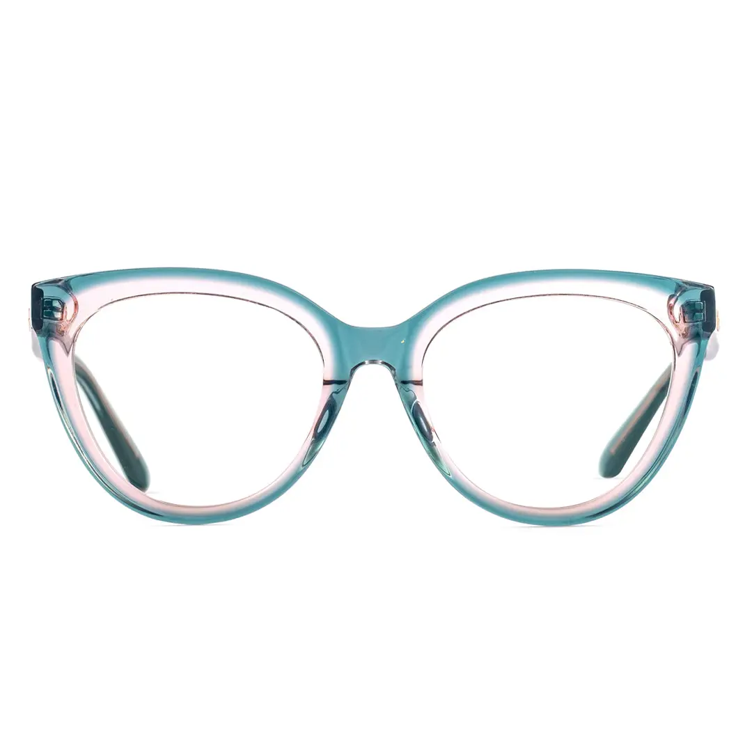 Front view of Miea colorful cat eye acetate eyeglasses in blue. SPU: CA0042307