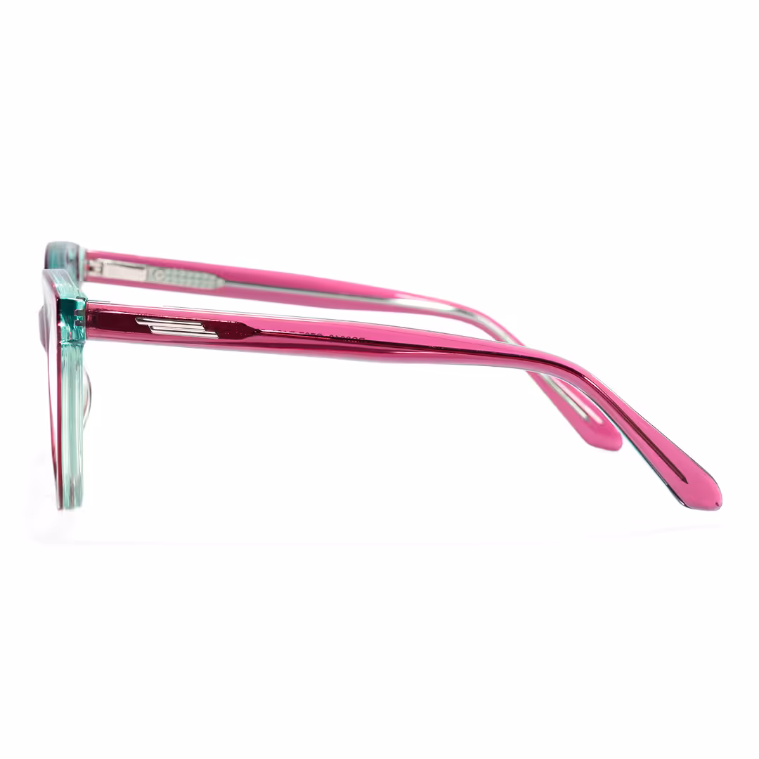 Side view of Miea colorful cat eye acetate eyeglasses in pink. SPU: CA0042307