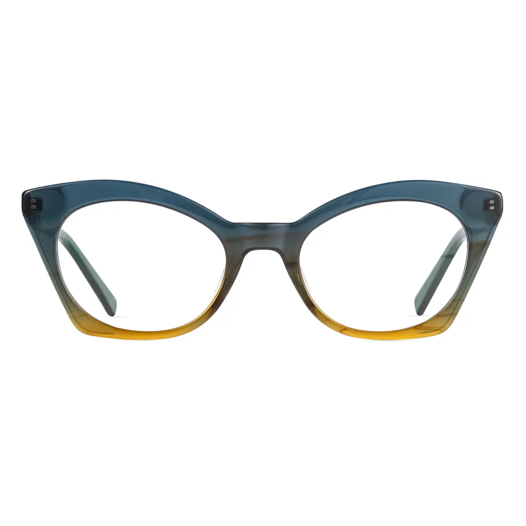 Front view of Coki cat eye acetate eyeglasses CA0062307 in blue