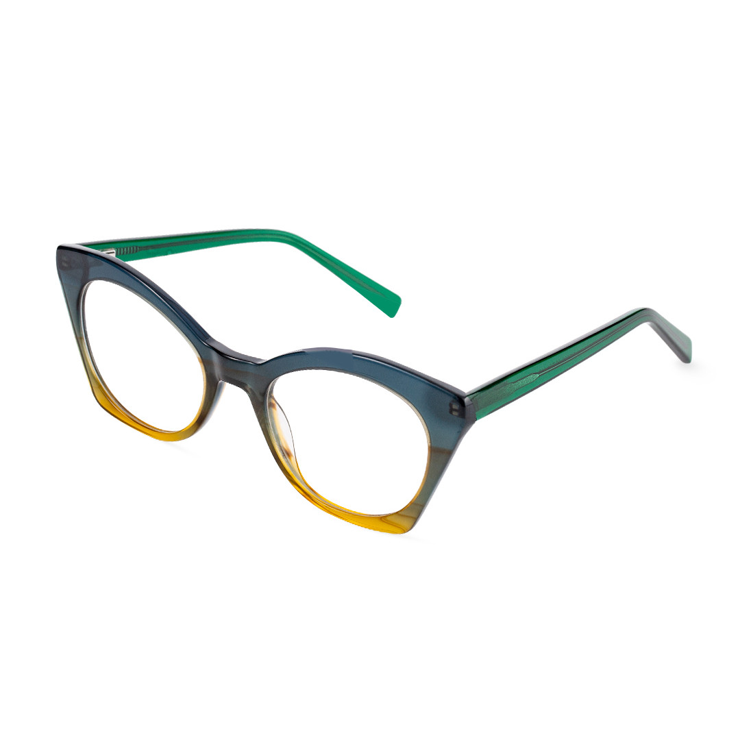 Angle view of Coki vintage cat eye acetate eyeglasses in blue. SPU: CA0062307