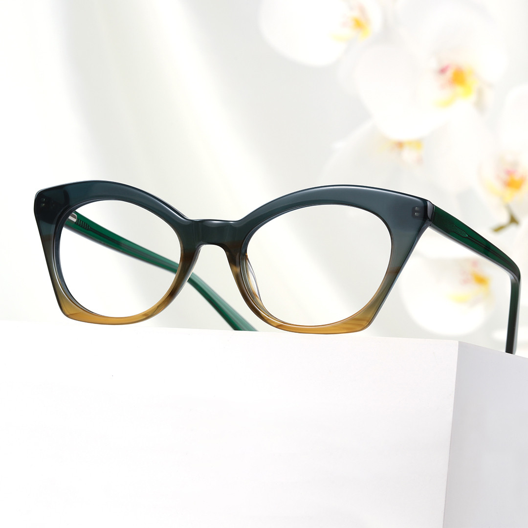 Scene view of Coki vintage cat eye acetate eyeglasses in blue. SPU: CA0062307