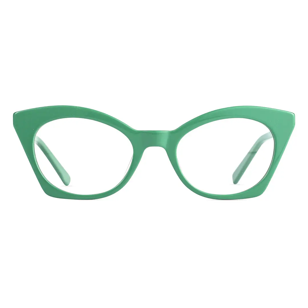 Front view of Coki cat eye acetate eyeglasses CA0062307 in green