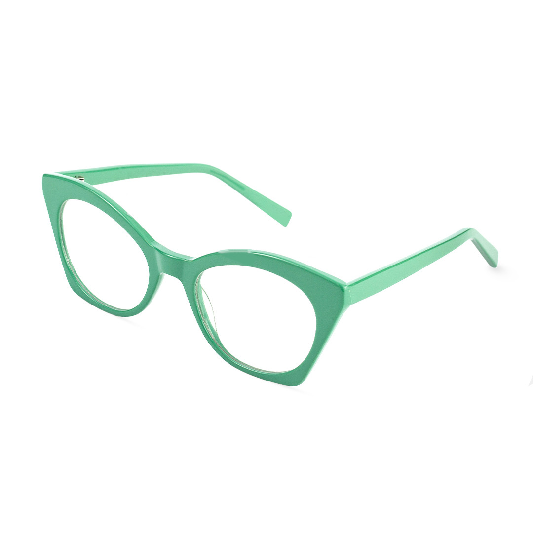 Angle view of Coki vintage cat eye acetate eyeglasses in green. SPU: CA0062307