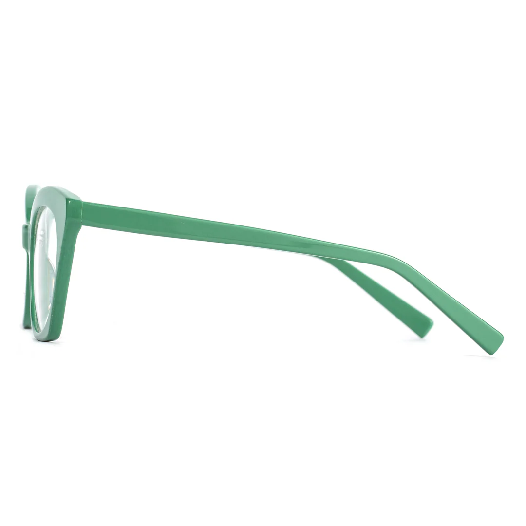 Side view of Coki vintage cat eye acetate eyeglasses in green. SPU: CA0062307
