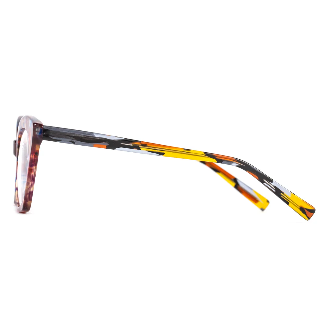 Side view of Coki cat eye acetate eyeglasses CA0062307 in multicolor