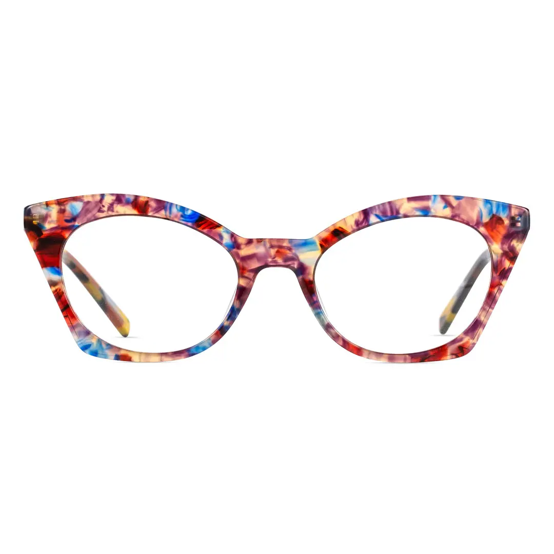 Front view of Coki vintage cat eye acetate eyeglasses CA0062307 in multicolor