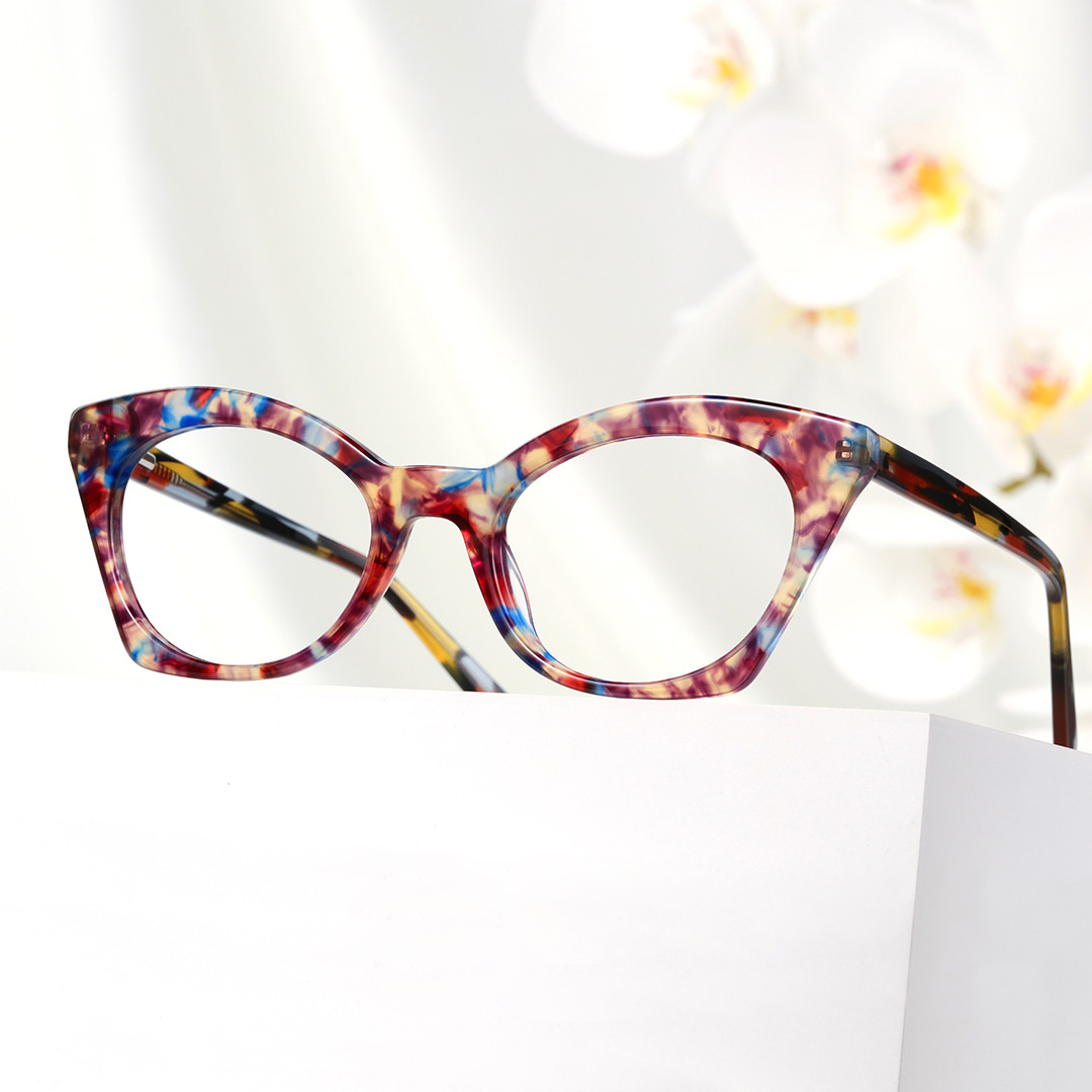 Scene view of Coki vintage cat eye acetate eyeglasses in multicolor. SPU: CA0062307