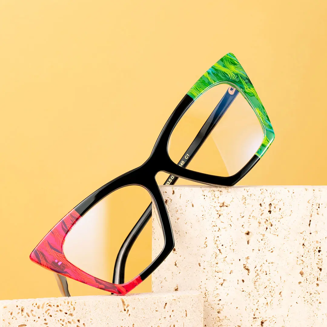 Scene view of Iris colorful cat eye acetate eyeglasses in multicolor. SPU: CA0072311