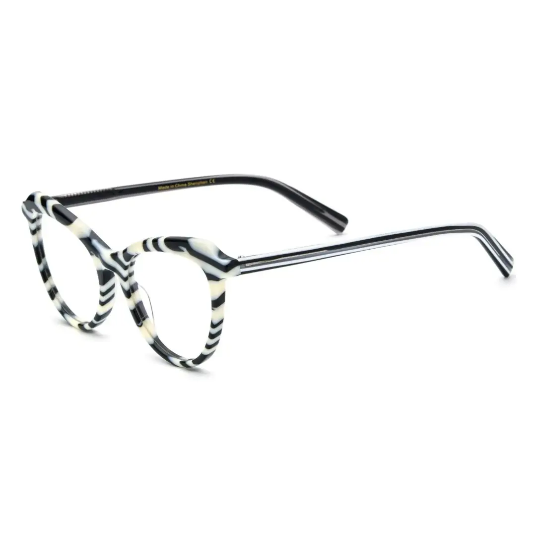 Angle view of Tianay colorful cat eye acetate eyeglasses in black. SPU: CA0092306