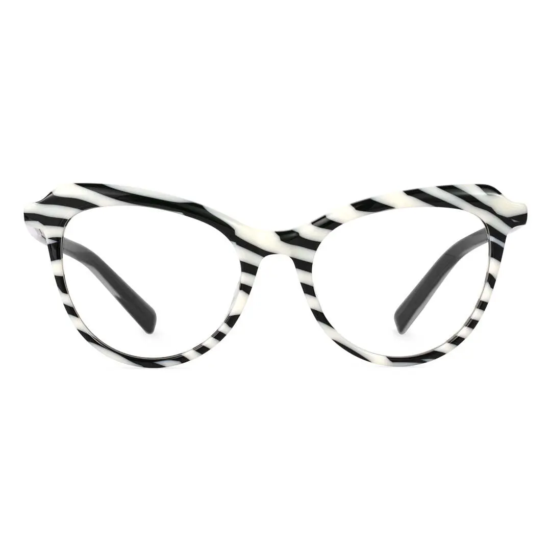 Front view of Tianay colorful cat eye acetate eyeglasses CA0092306 in black