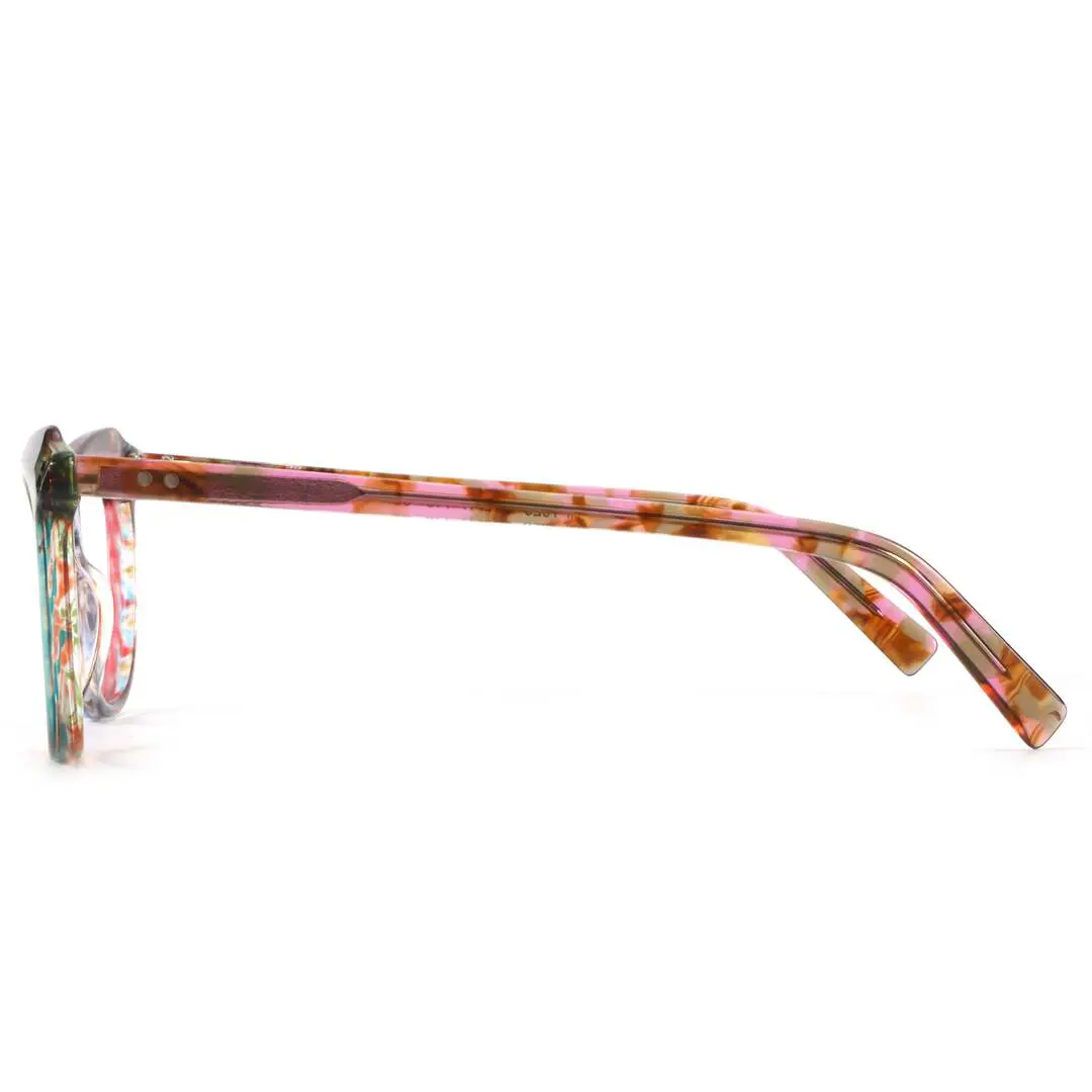 Side view of Tianay cat eye acetate eyeglasses CA0092306 in multicolor