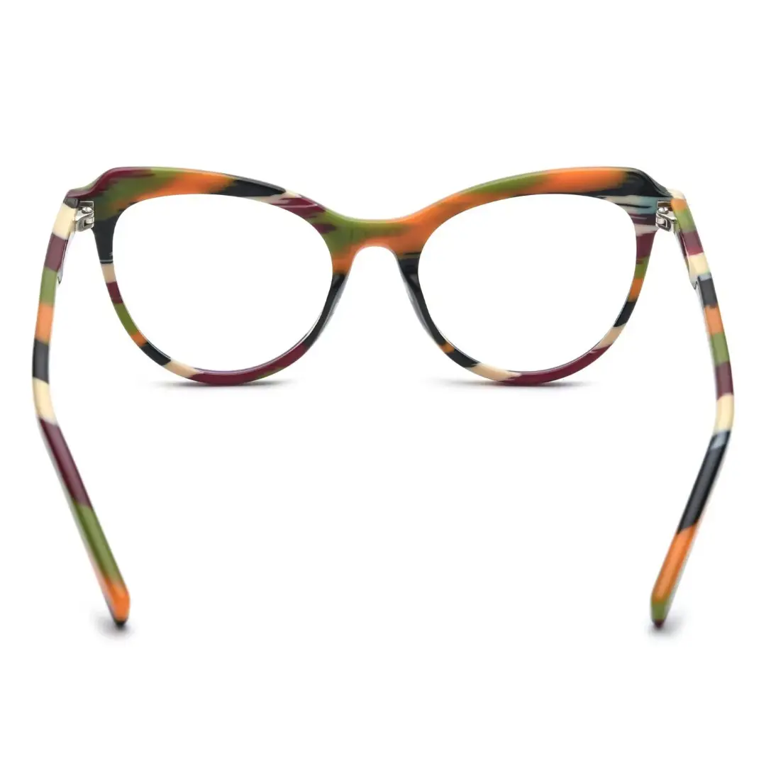 Back view of Tianay colorful cat eye acetate eyeglasses in orange. SPU: CA0092306