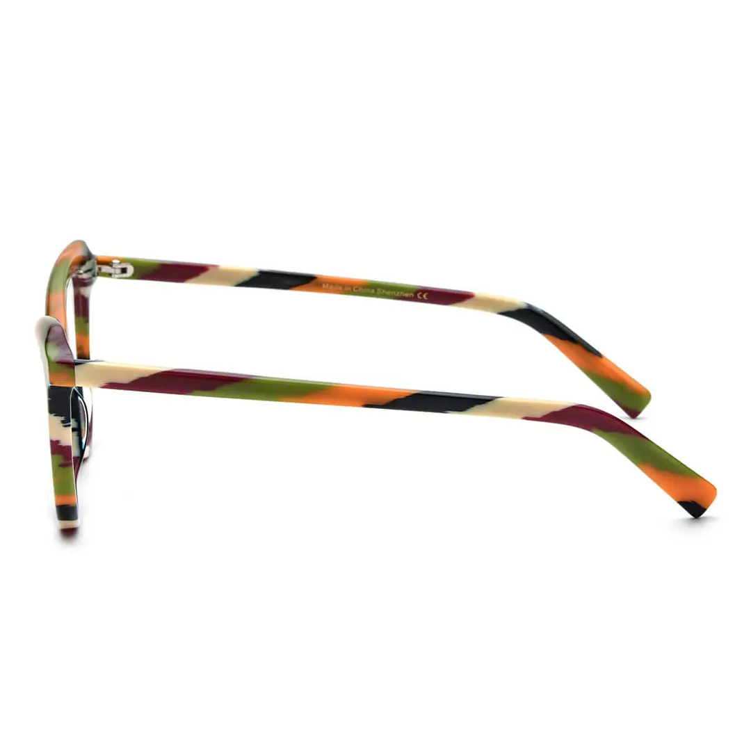 Side view of Tianay colorful cat eye acetate eyeglasses in orange. SPU: CA0092306