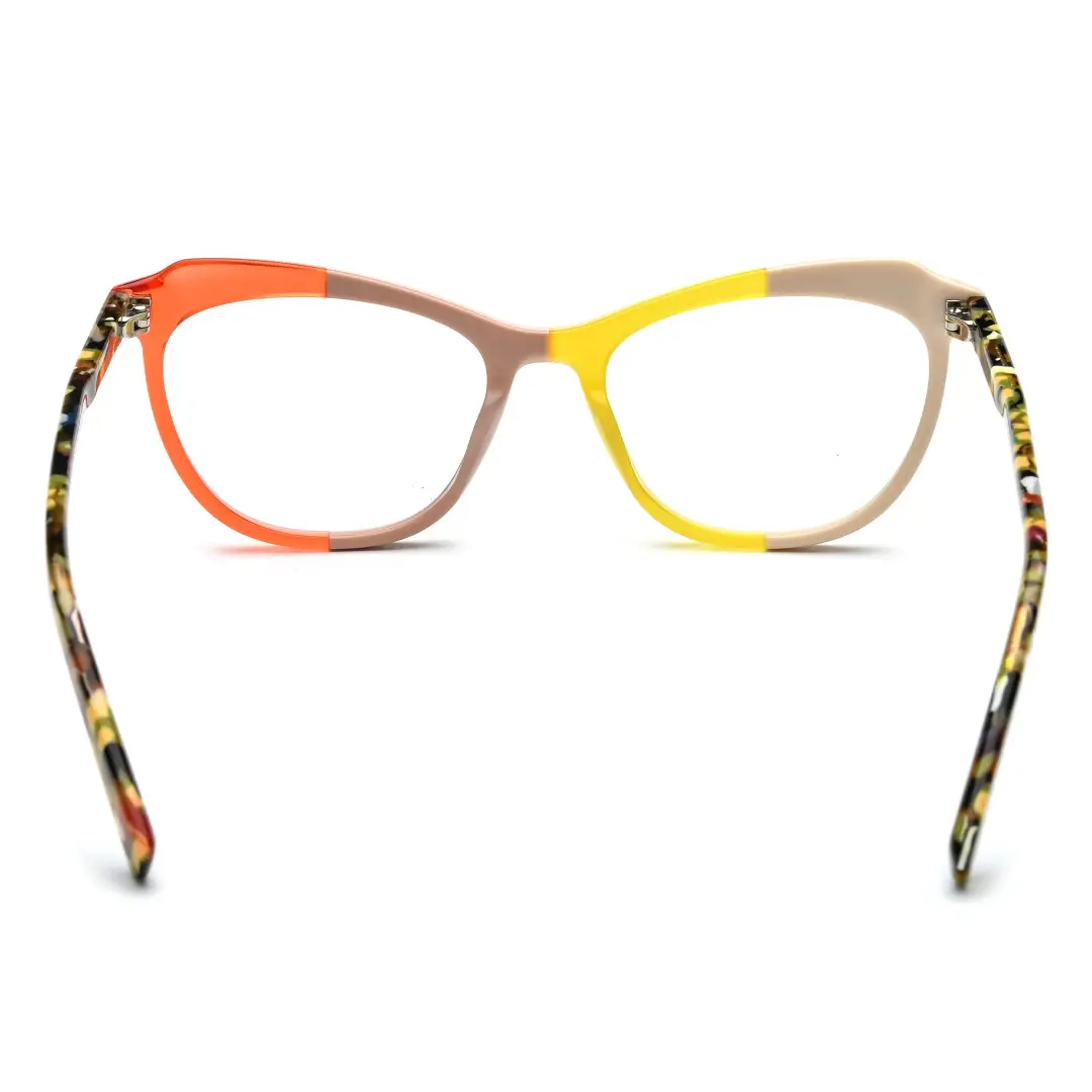 Back view of Tianay colorful cat eye acetate eyeglasses in yellow. SPU: CA0092306