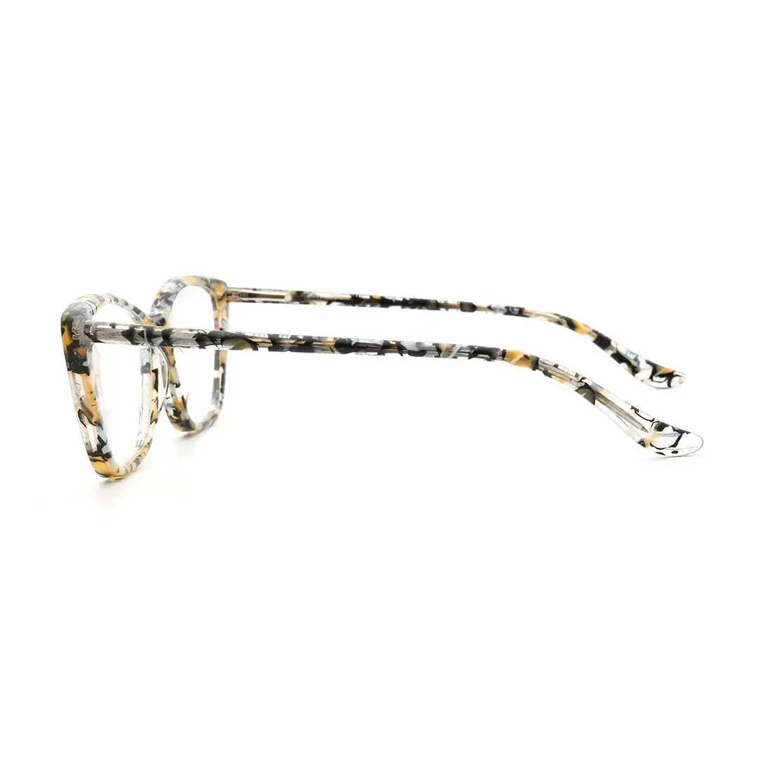 Side view of Sacob colorful cat-eye acetate eyeglasses CA0092307 in yellow-tortoise