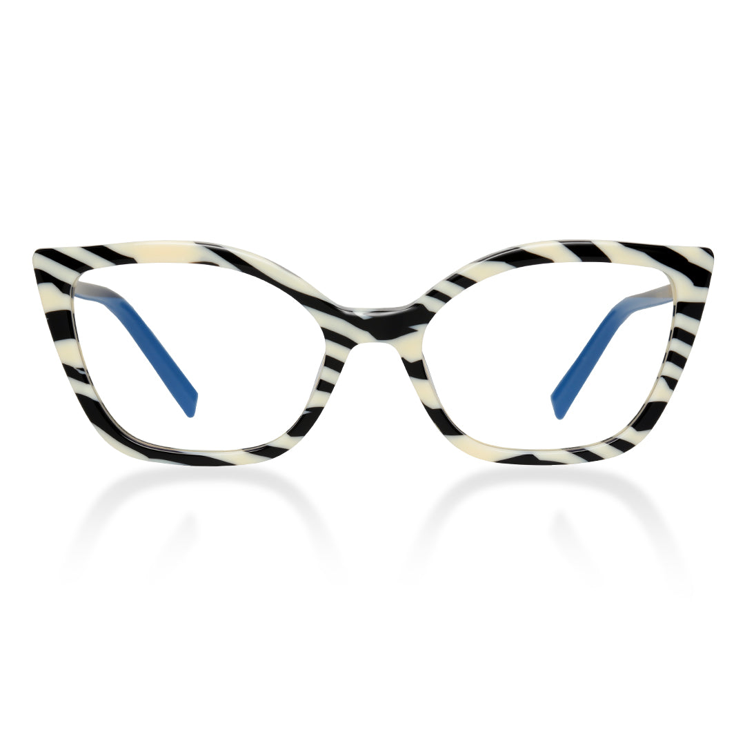 Front view of Ben colorful cat eye acetate eyeglasses in black. SPU: CA0102306