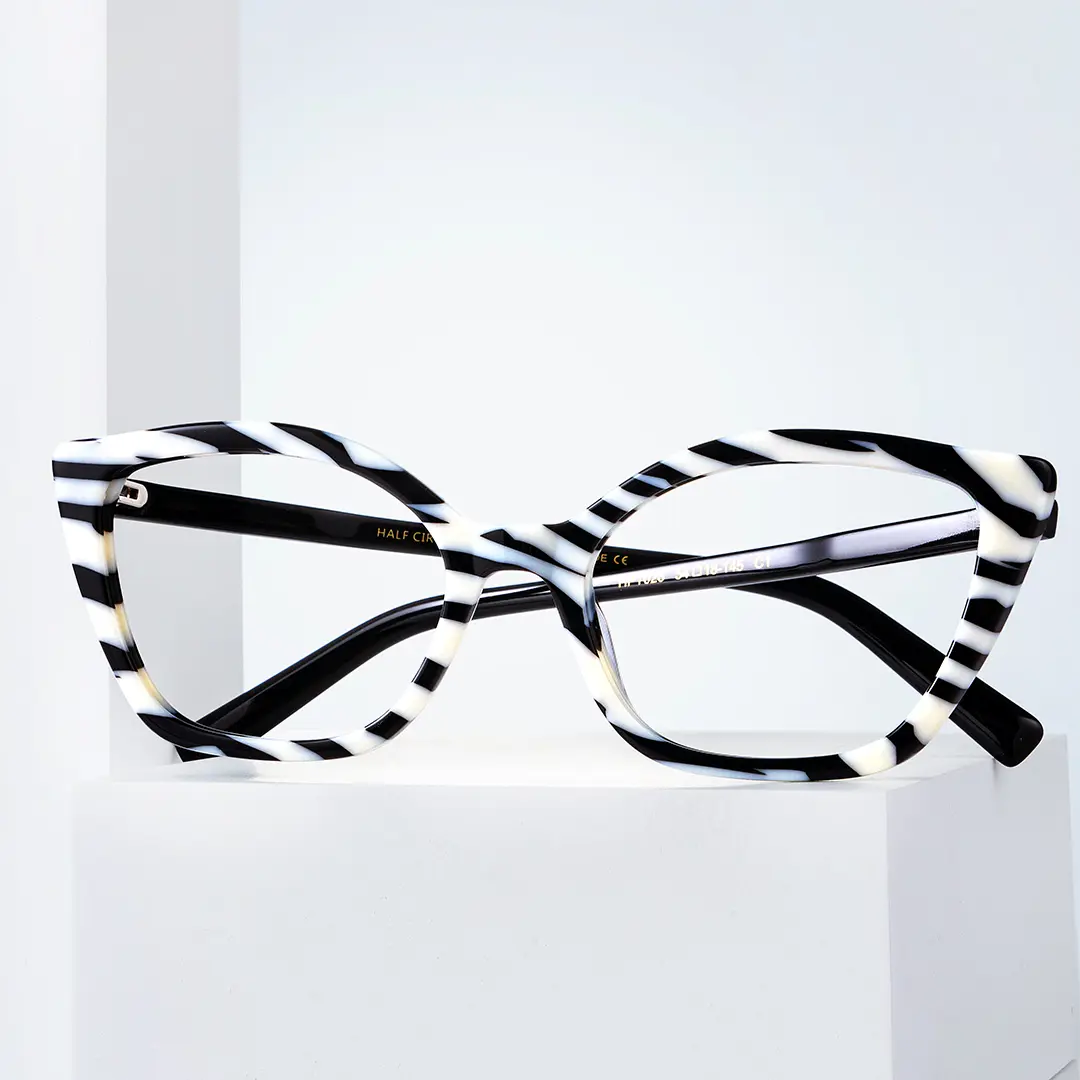 Scene view of Ben colorful cat eye acetate eyeglasses in black. SPU: CA0102306