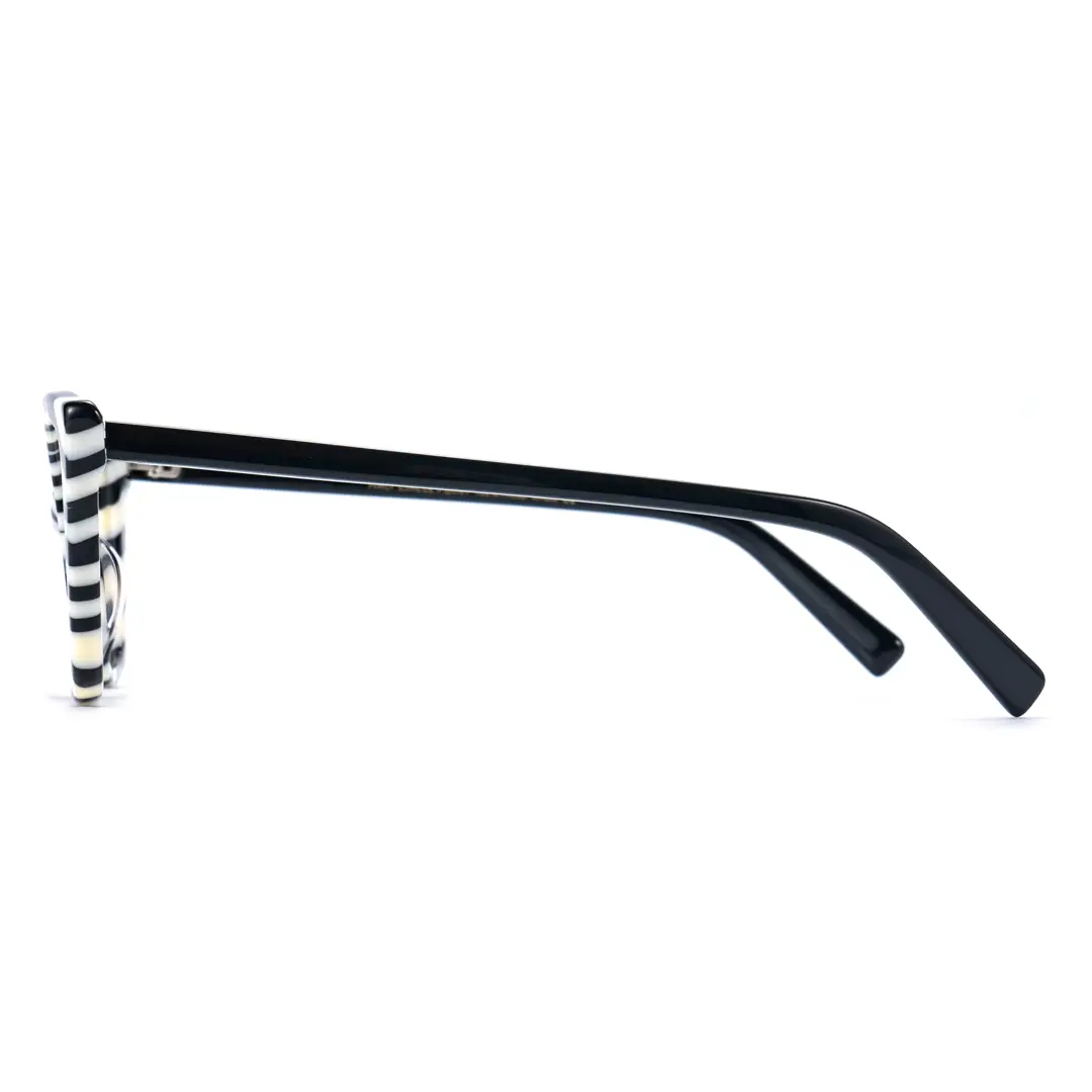 Side view of Ben colorful cat eye acetate eyeglasses in black. SPU: CA0102306
