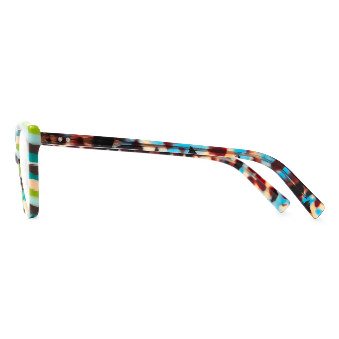 Side view of Ben colorful cat eye acetate eyeglasses in green. SPU: CA0102306