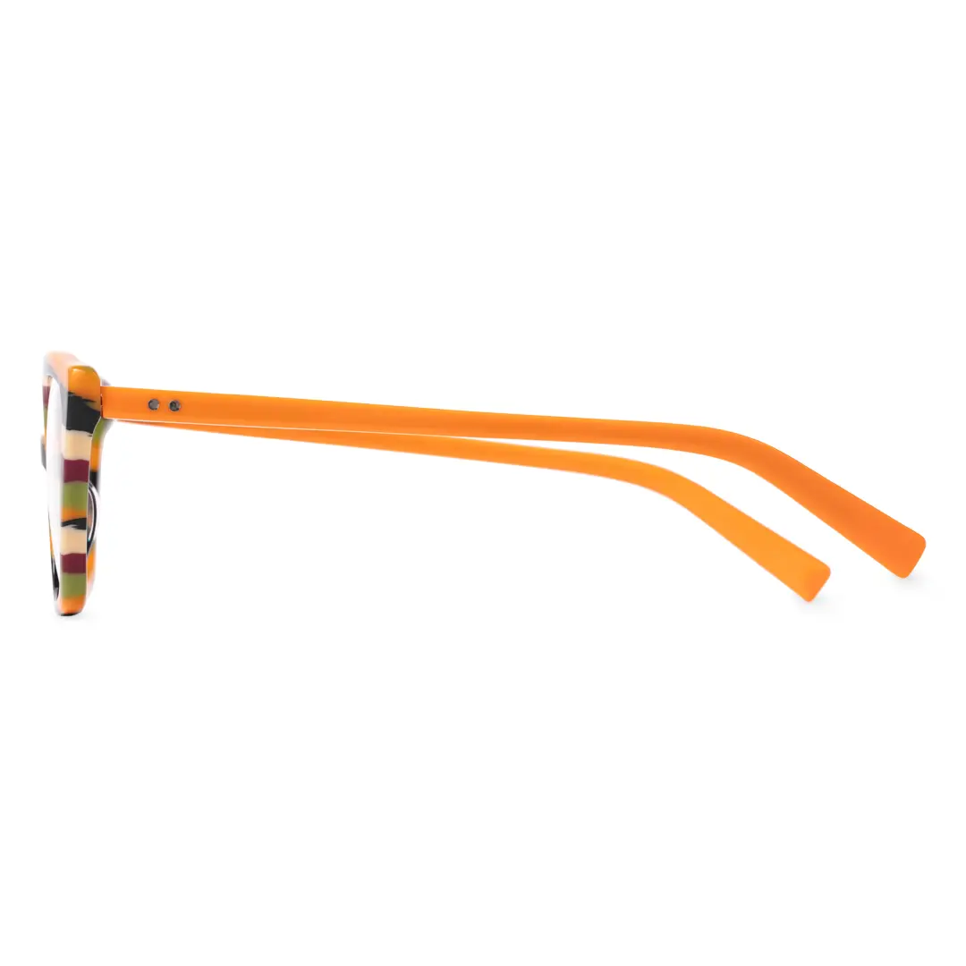 Side view of Ben colorful cat eye acetate eyeglasses in orange. SPU: CA0102306