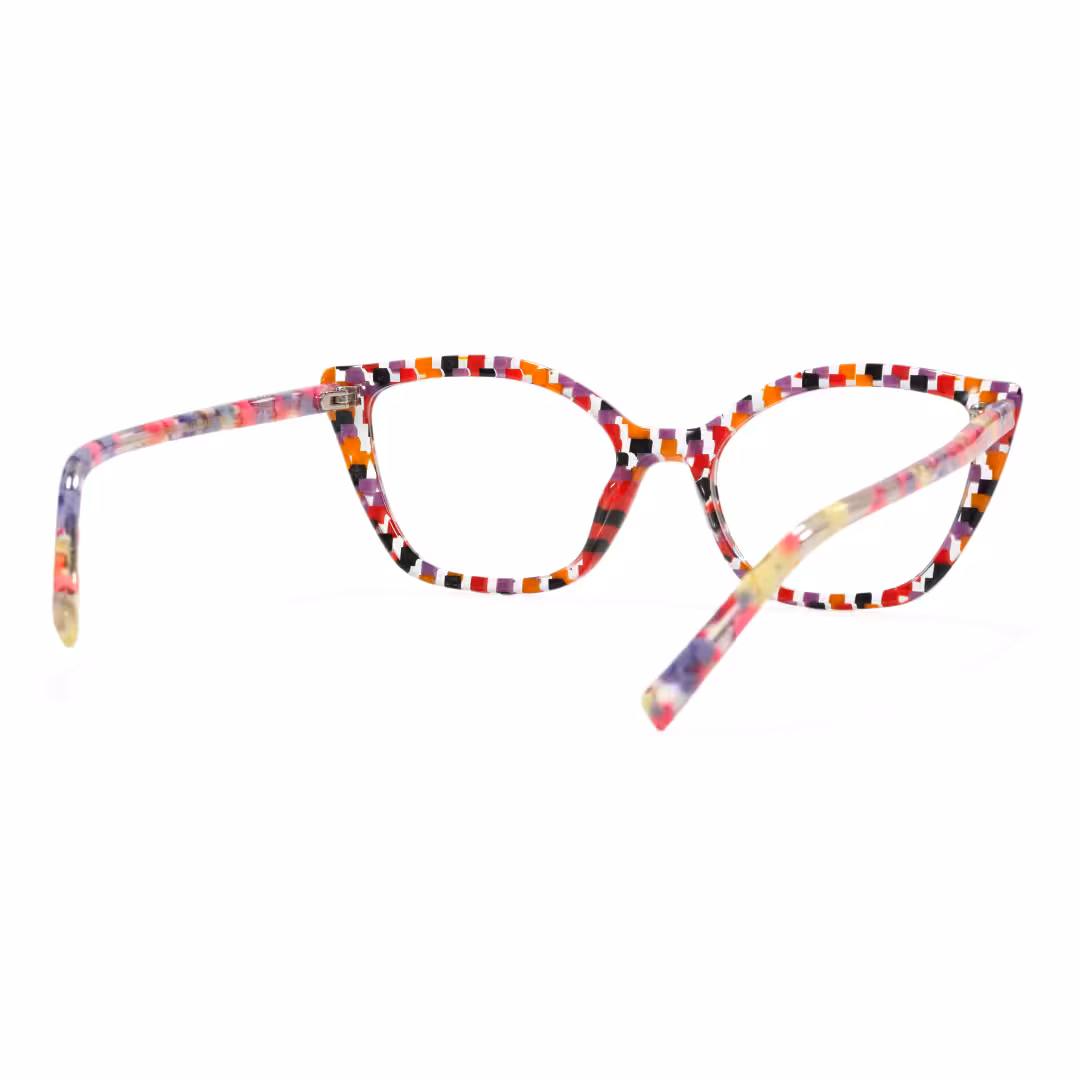Back view of Ben colorful cat eye acetate eyeglasses in purple. SPU: CA0102306
