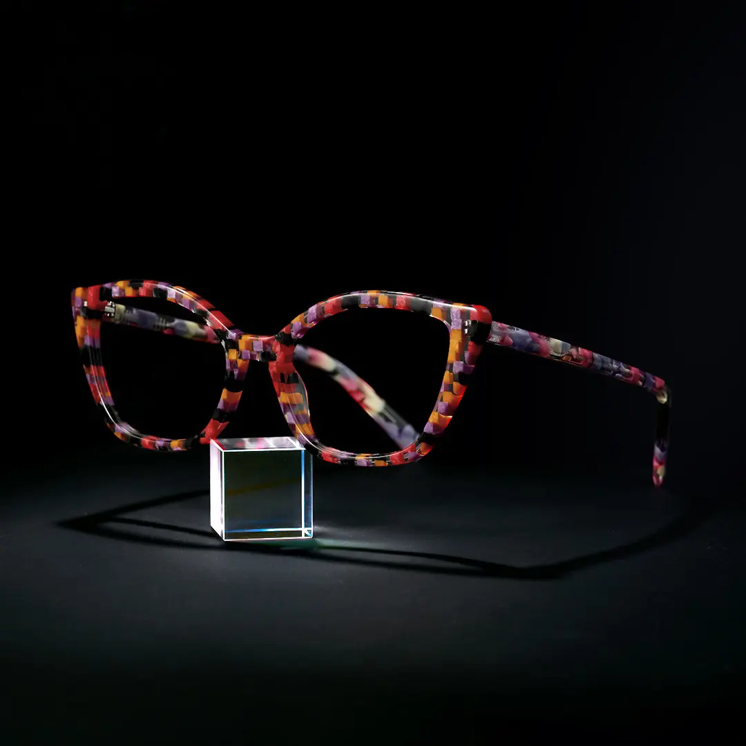 Scene view of ben colorful cat eye acetate eyeglasses in purple. SPU: CA0102306