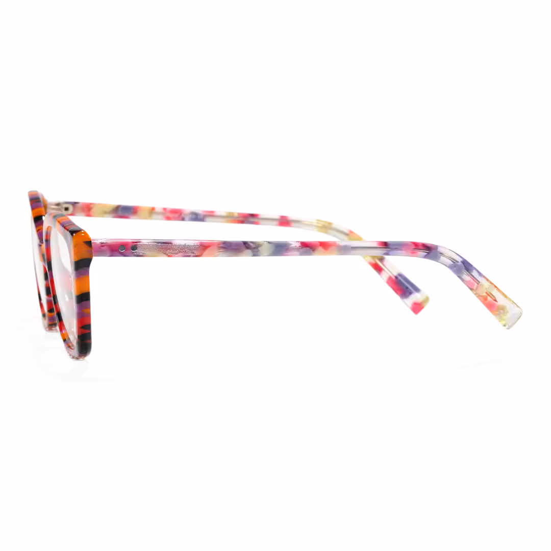 Side view of Ben colorful cat eye acetate eyeglasses in purple. SPU: CA0102306