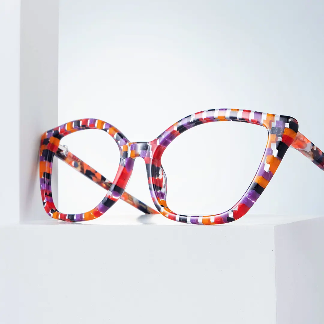 Frame detail view of ben cat eye acetate eyeglasses CA0102306 in purple