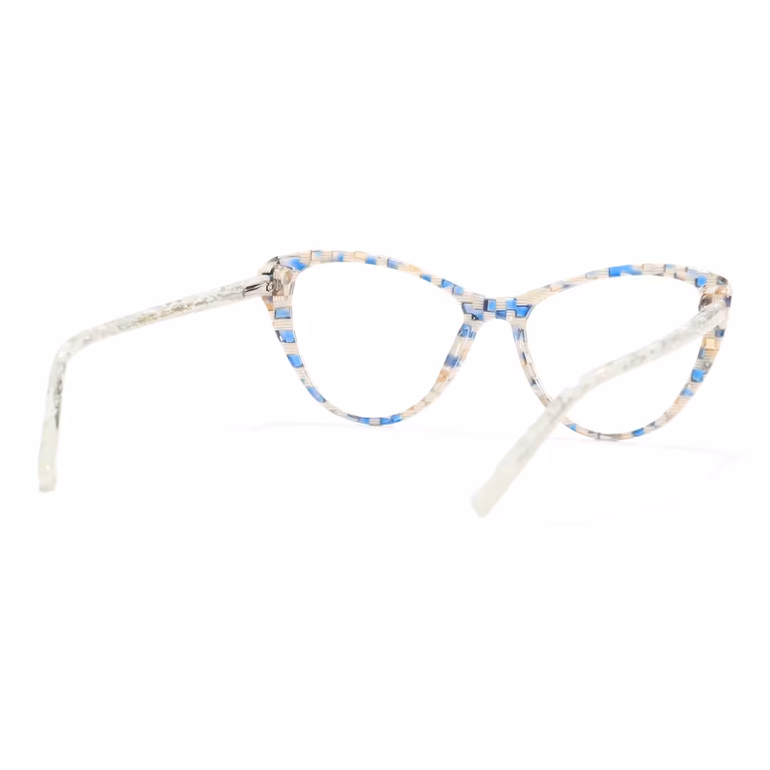 Back view of Beny colorful cat eye acetate eyeglasses CA0132310 in blue