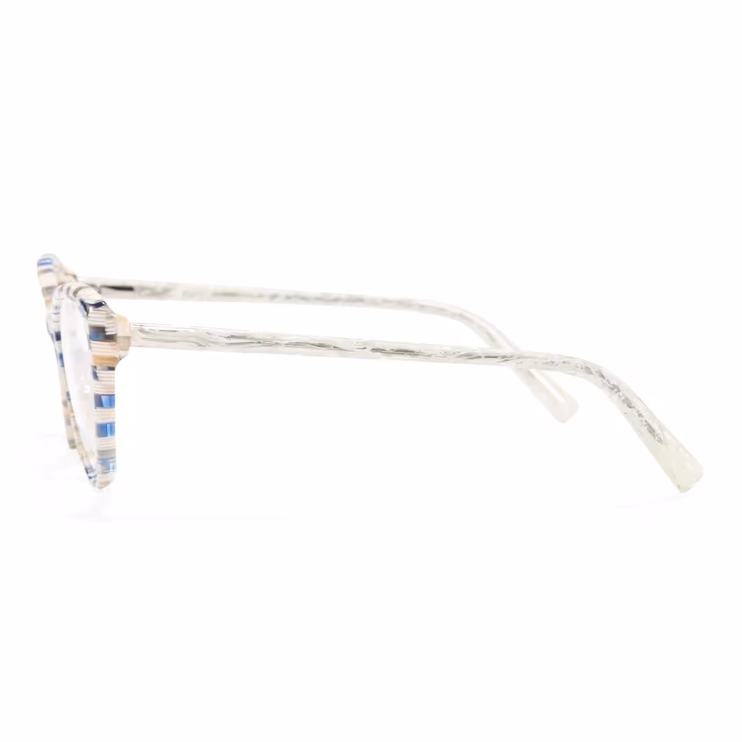 Side view of Beny colorful cat eye acetate eyeglasses CA0132310 in blue
