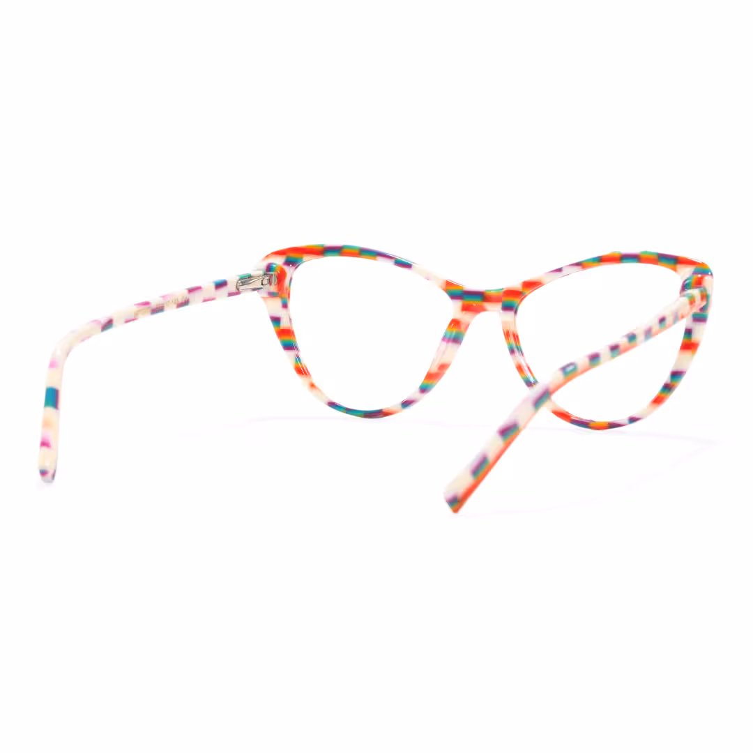 Back view of Beny colorful cat eye acetate eyeglasses CA0132310 in multicolor