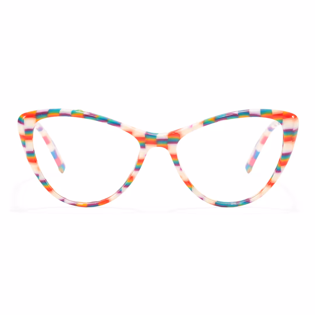 Front view of Beny colorful cat eye acetate eyeglasses CA0132310 in multicolor