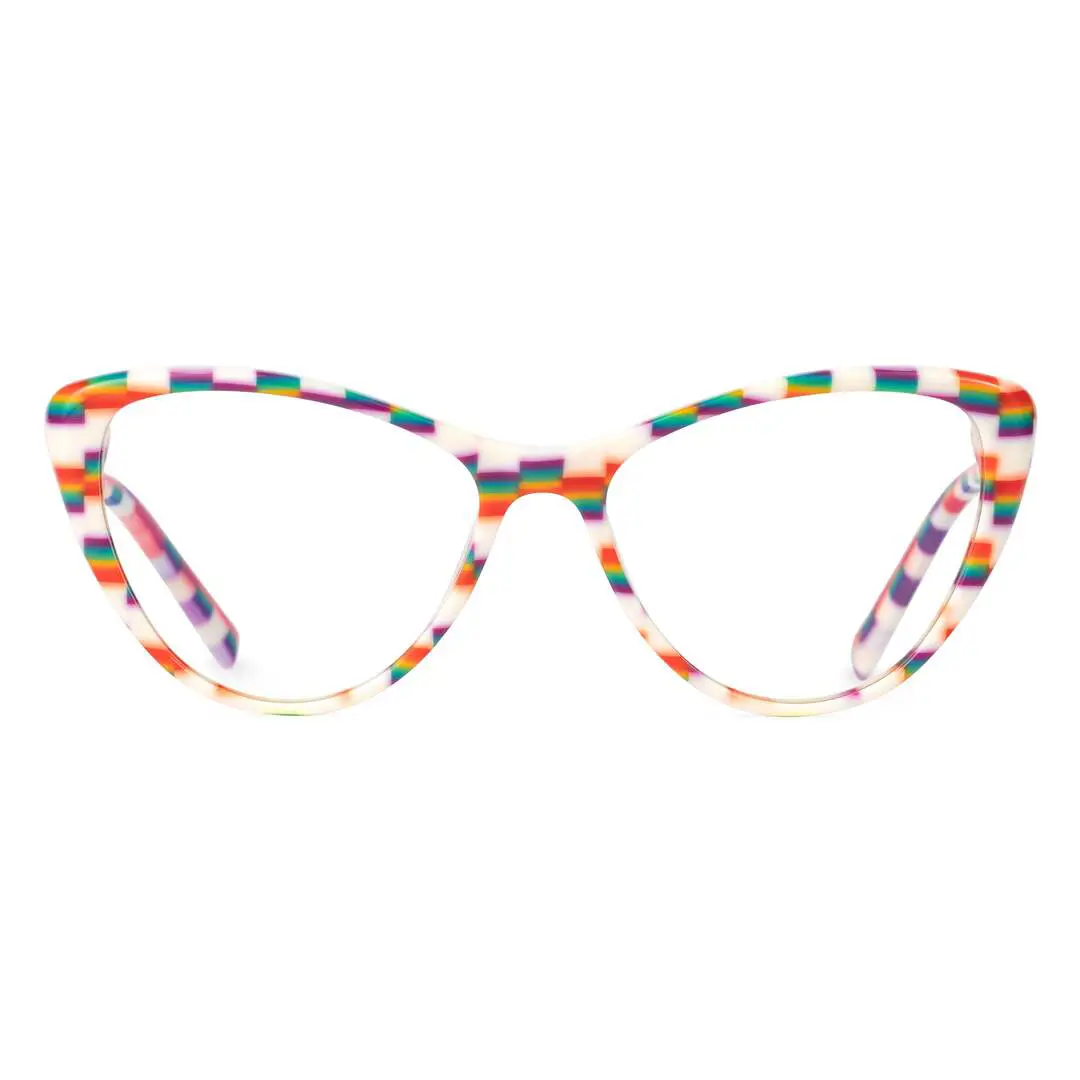 Front view of Beny colorful cat eye acetate eyeglasses CA0132310 in multicolor