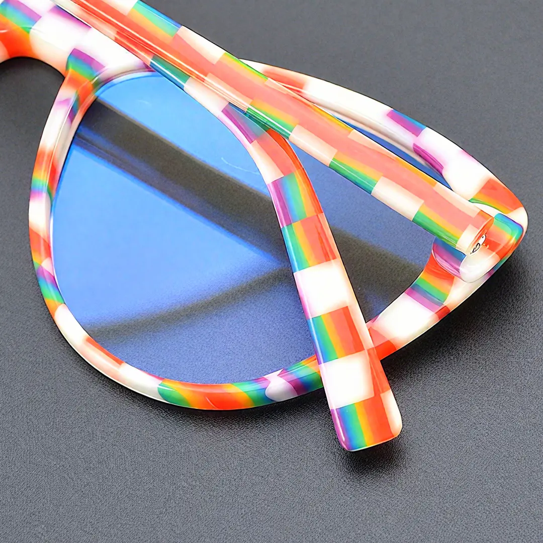 Scene view of Beny colorful cat eye acetate eyeglasses CA0132310 in multicolor