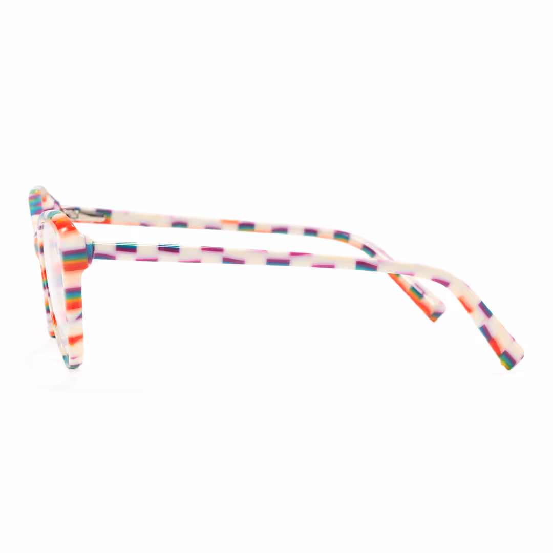Side view of Beny colorful cat eye acetate eyeglasses CA0132310 in multicolor