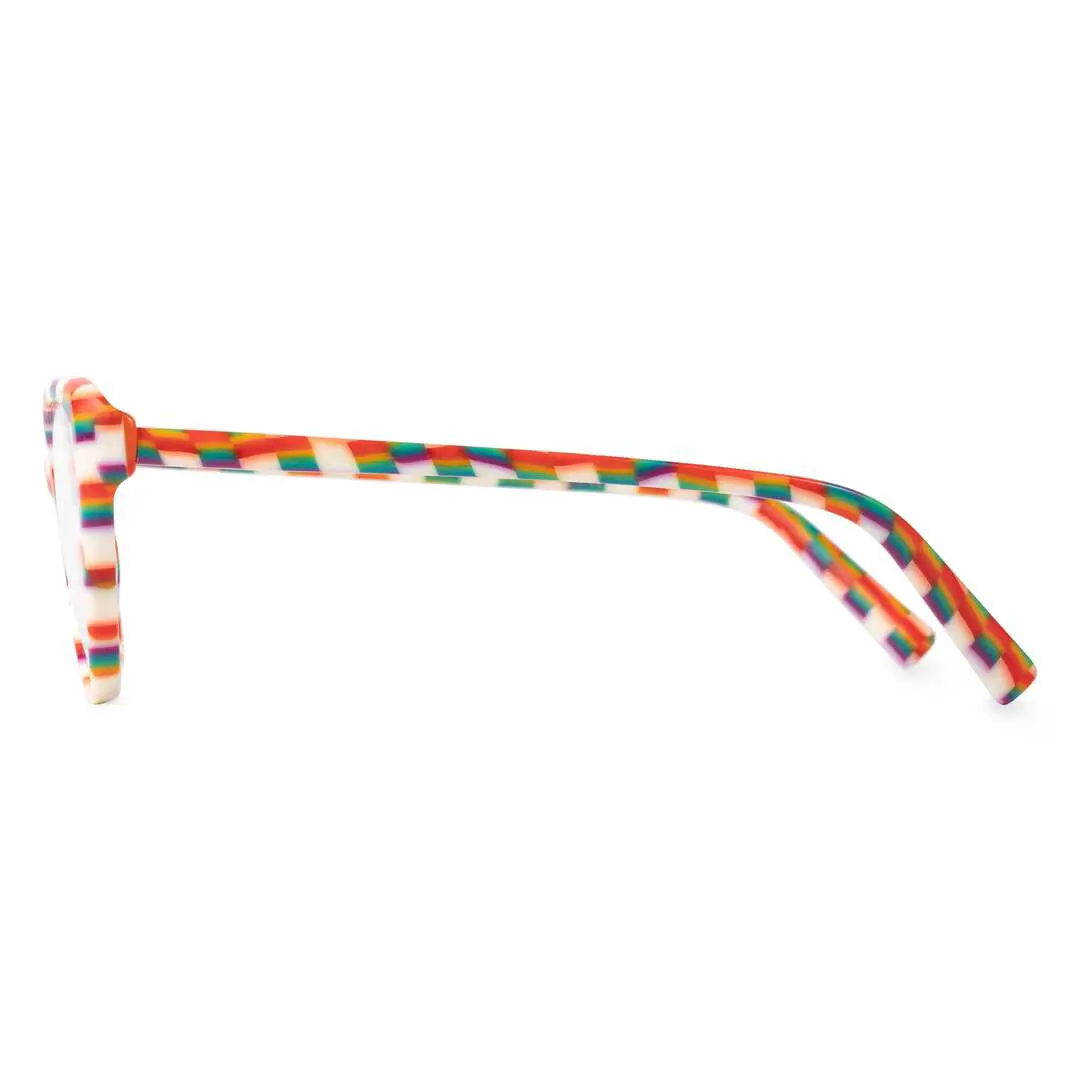 Side view of Beny colorful cat eye acetate eyeglasses CA0132310 in multicolor