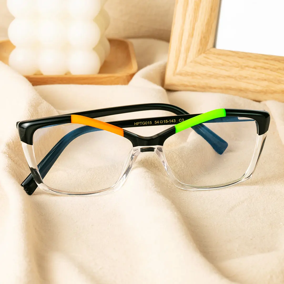 Scene close-up view of Piper colorful cat eye acetate eyeglasses in multicolor. SPU: CA0152311
