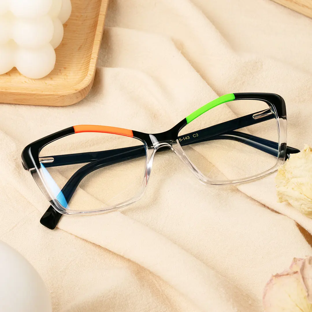 Scene view of Piper colorful cat eye acetate eyeglasses CA0152311 in multicolor