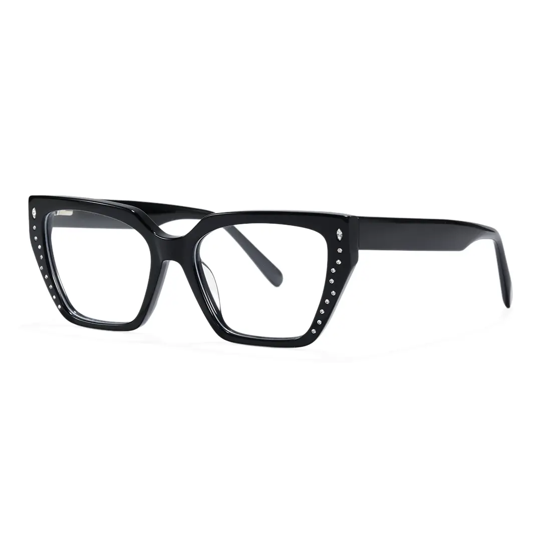 Angle view of Zelda cat eye acetate eyeglasses CA0152604 in black