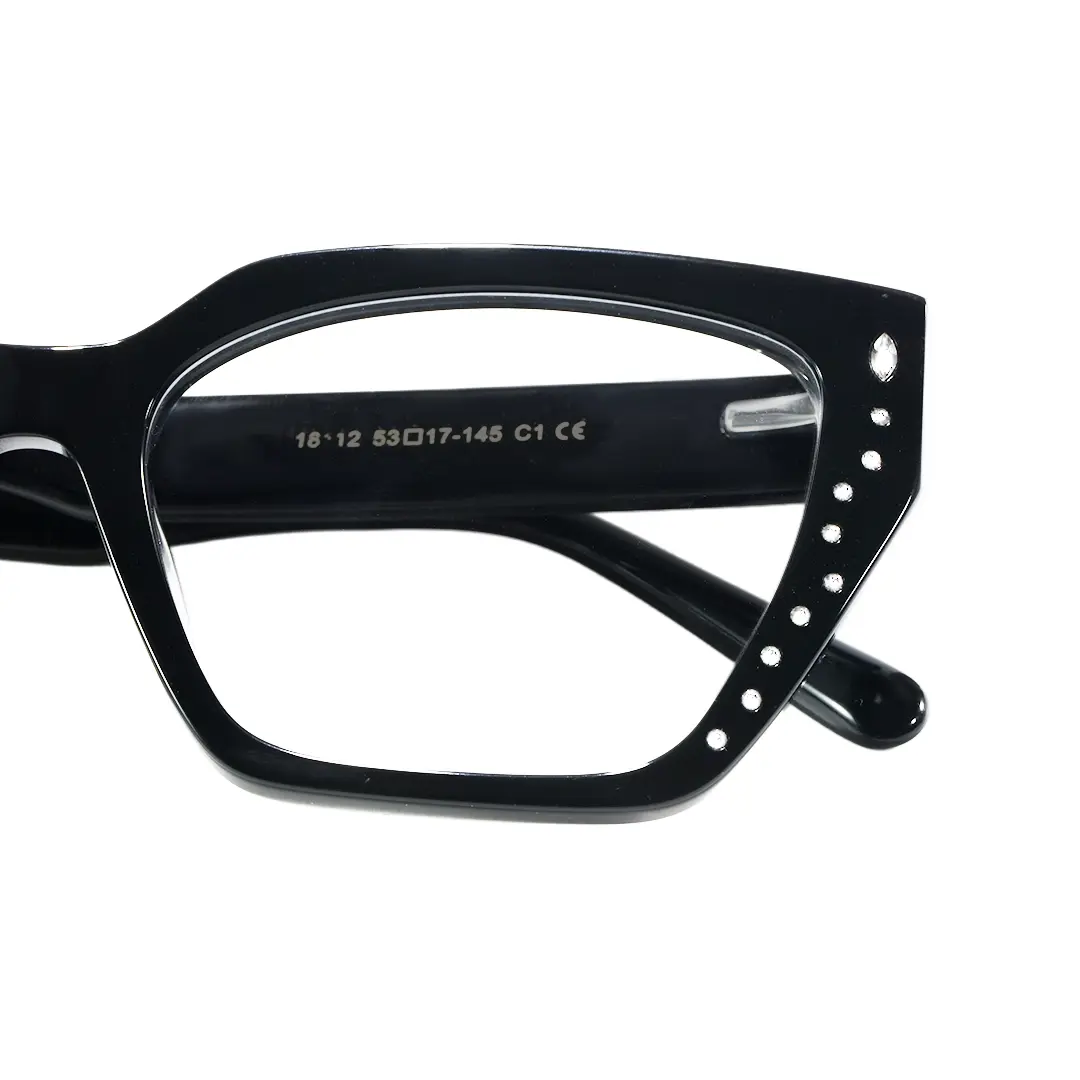 Frame detail view of Zelda cat eye acetate eyeglasses CA0152604 in black