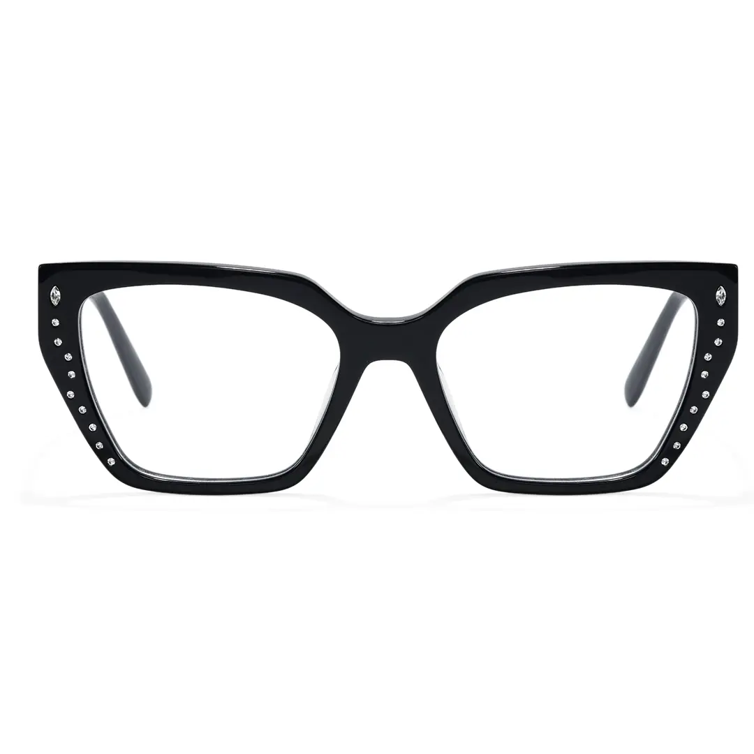Front view of Zelda cat eye acetate eyeglasses CA0152604 in black