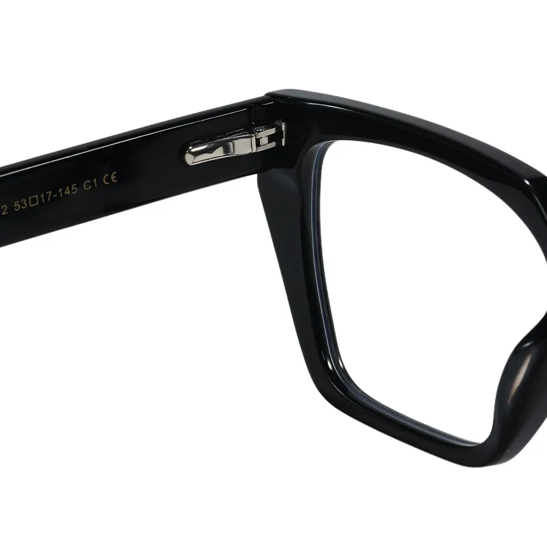 Hinge detail of Zelda cat eye acetate eyeglasses CA0152604 in black